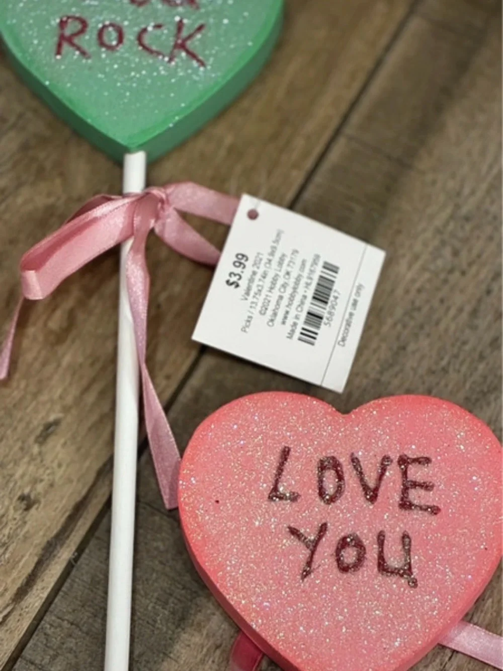 Sparkling Conversation Heart floral arrangement, wreath Stakes - Assorted Colors